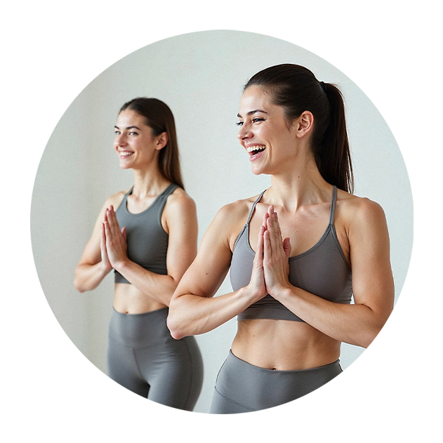Two smiling studio clients